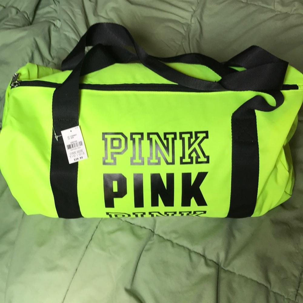 Lime green /neon yellow  PINK gym bag duffle